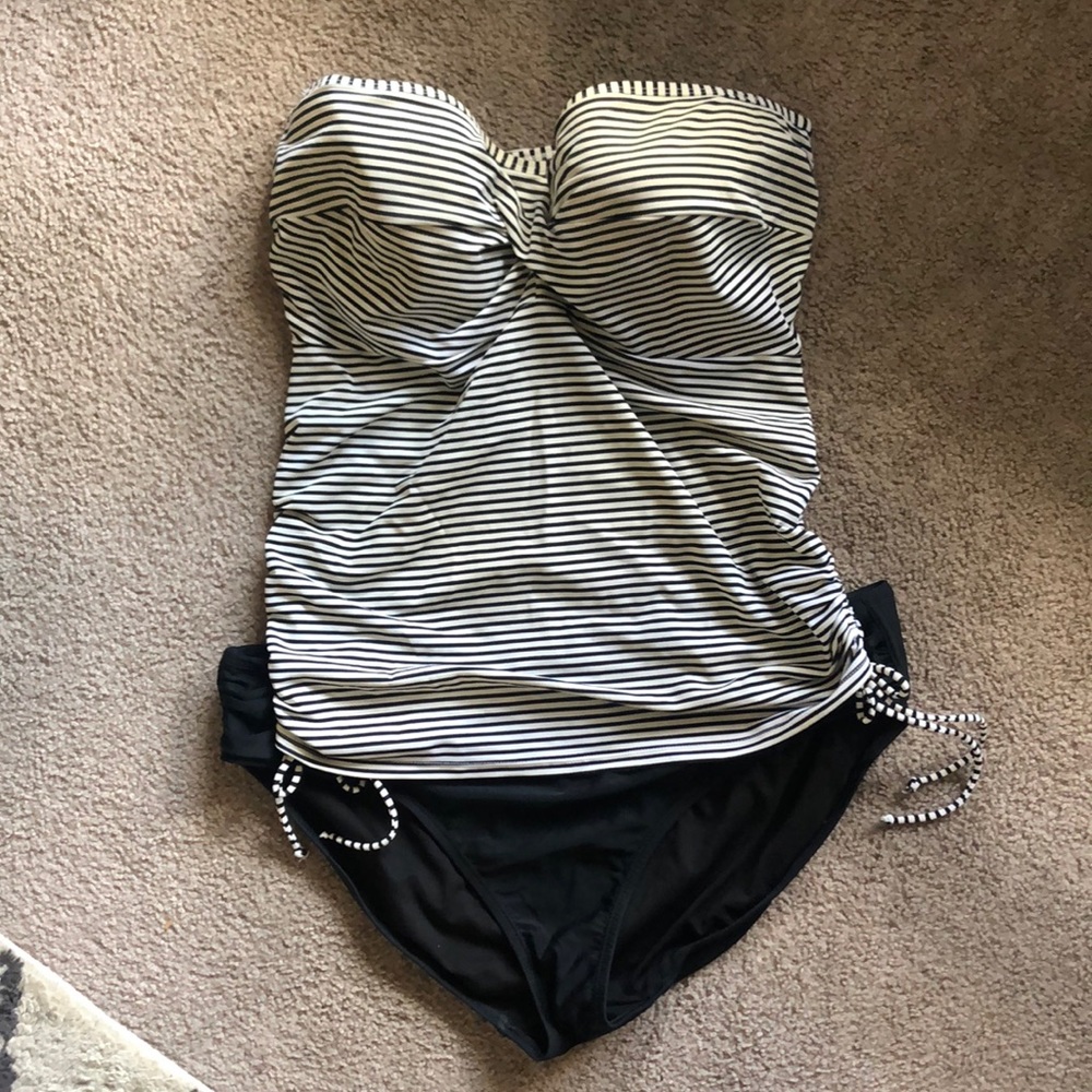 Panache black & white stripe tankini